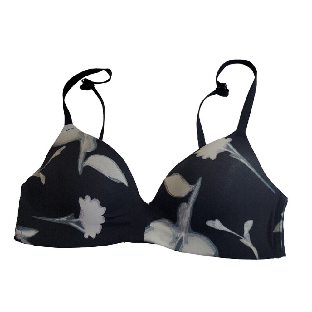 Auden Wire Free Convertible Racer Back Bra Black Floral Lined Adjustable 34C